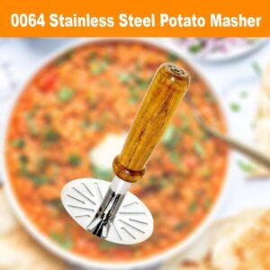 Stainless Steel Potato Masher, Pav Bhaji Masher with wooden handle